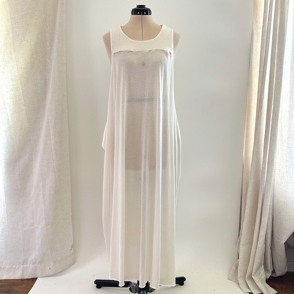 FP Beach Free People Cream Sheer Knit Maxi Dress Womens Medium Coverup Boho